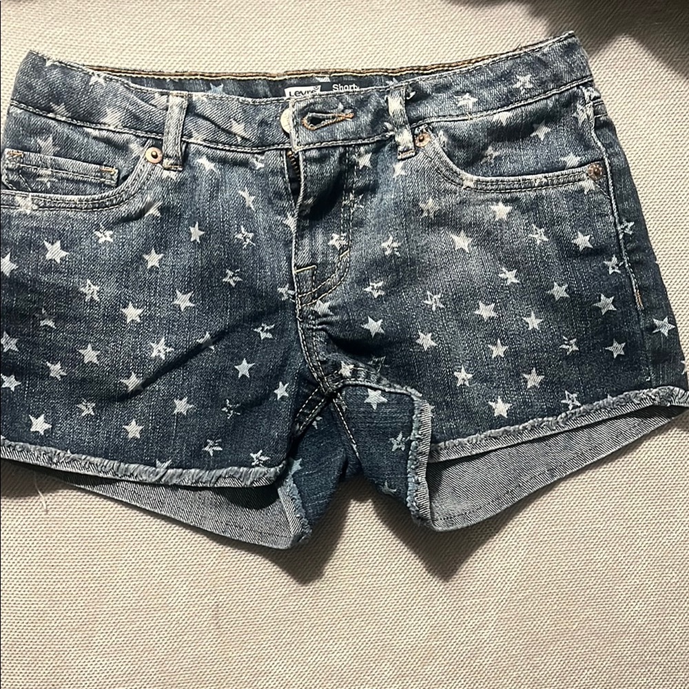 Levi's Blue Star Print Jean Shorts